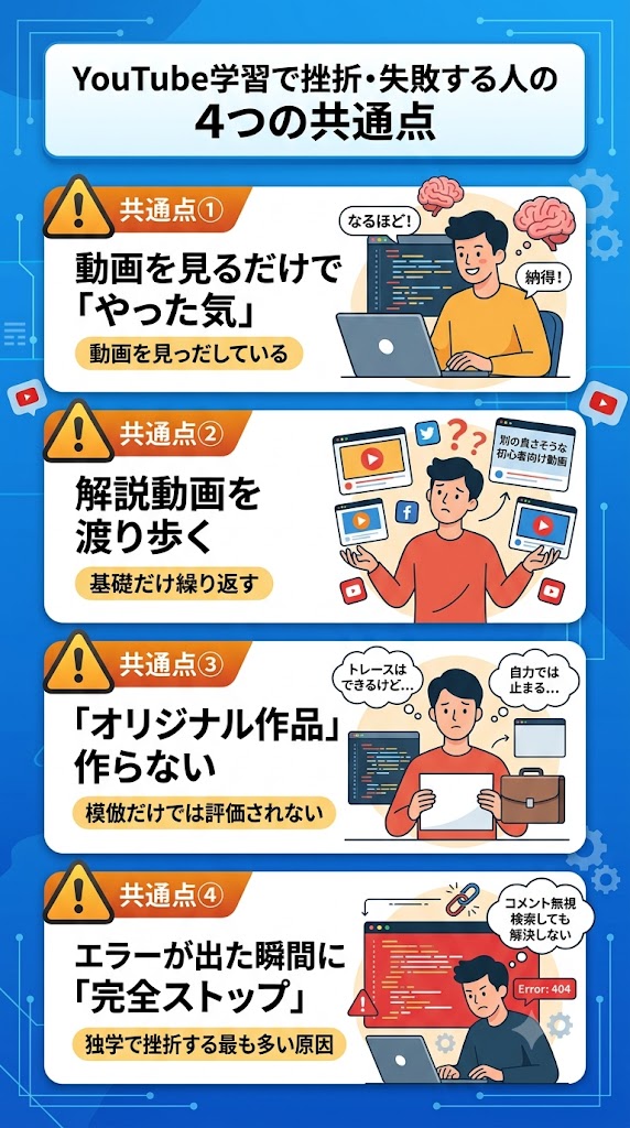 YouTube学習で挫折・失敗する人の4つの共通点