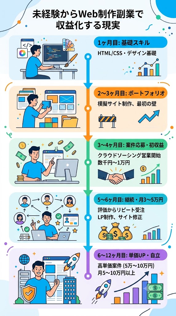 未経験からWeb制作副業で収益化する現実な時間