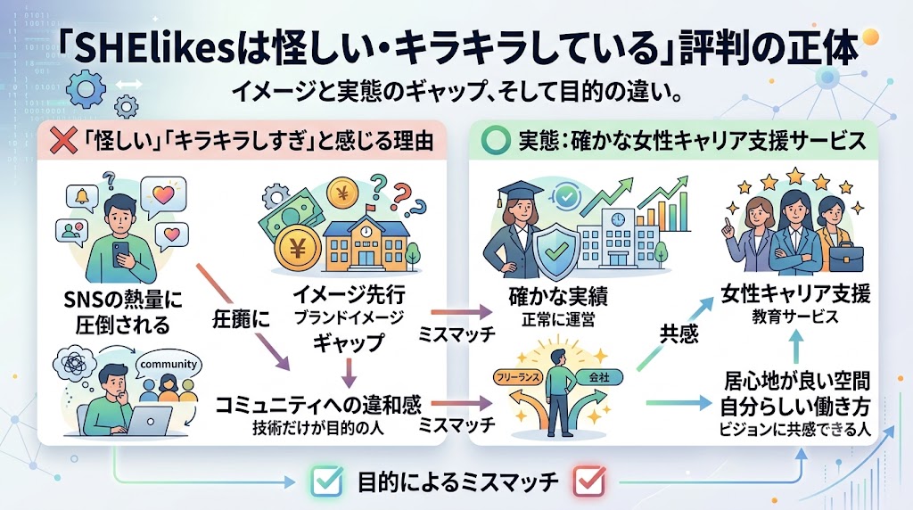 「SHElikesは怪しい・キラキラしている」という評判