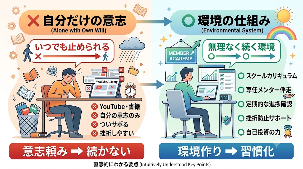学習が習慣化しやすい──「自分の意志」に頼らない環境作り