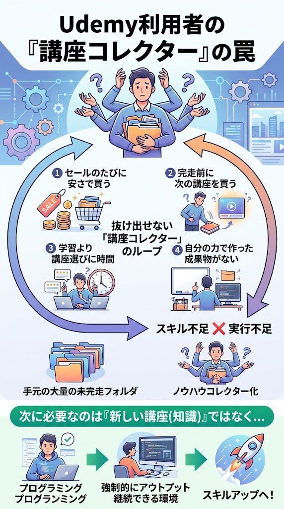 Udemy利用者が最もハマる「講座コレクター」の失敗例