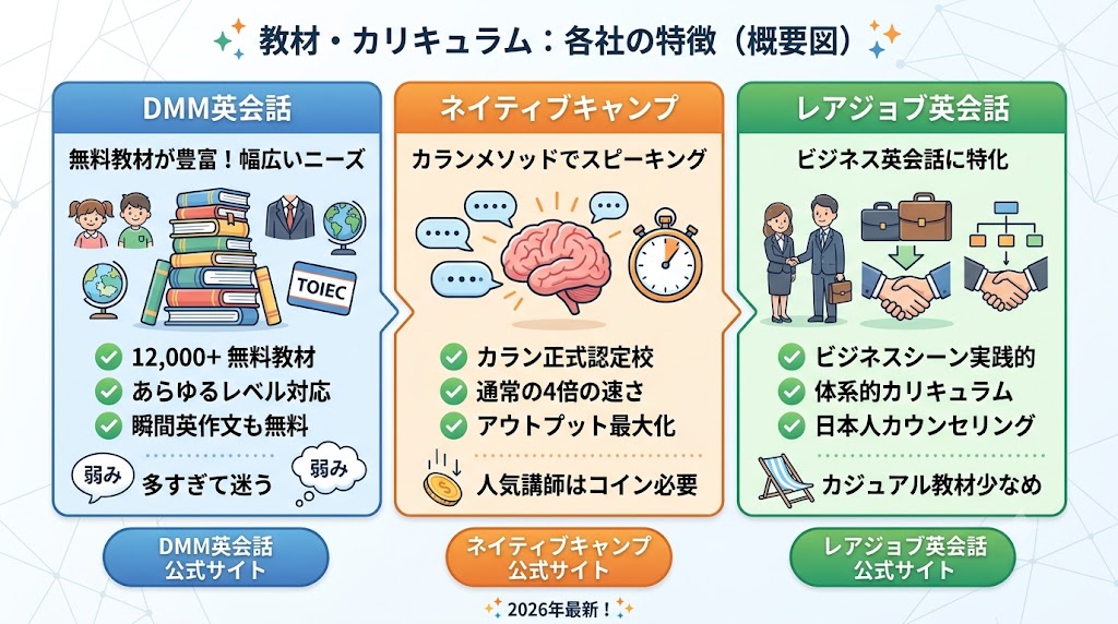 教材・カリキュラムで選ぶなら？各社の強みと弱み