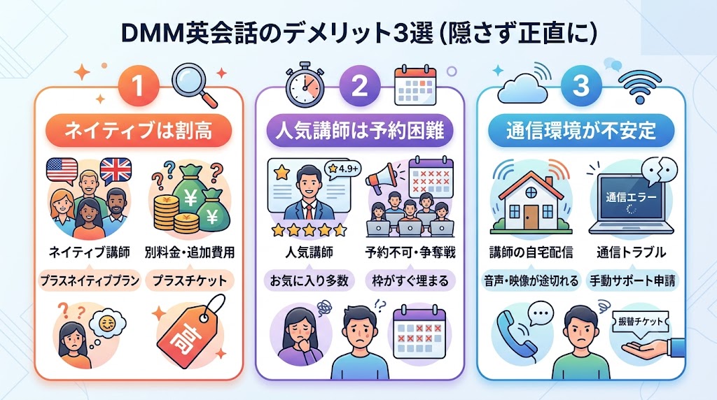DMM英会話のデメリット