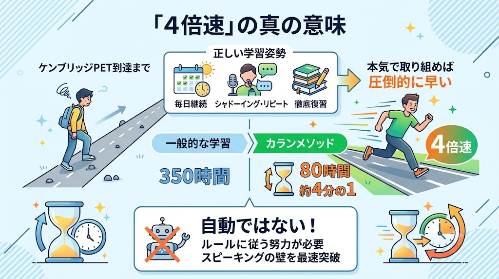 カランメソッドでよく言われる「4倍速」