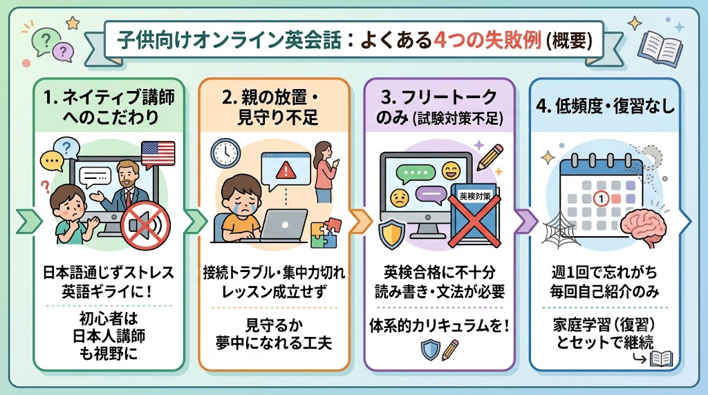 子供向けオンライン英会話でよくある4つの失敗例